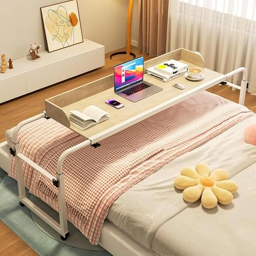 Kingsize-Übertisch mit Rädern, verstellbar 115–210 cm, Höhe 65–95 cm, tragbarer Rolltisch für Zuhause, Büro und den praktischen Arbeitsplatz (schwarz) von RDIAYDN