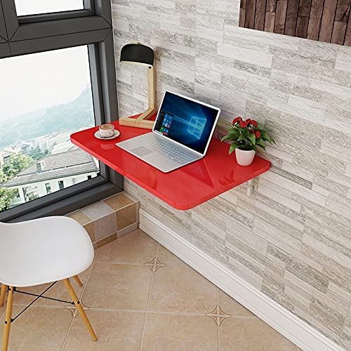 RDIAYDN Klappbarer Wandschreibtisch – platzsparend, kompaktes Design für das Home Office und kleine Räume, einfache Installation, moderner Stil, perfekt für begrenzte Bereiche (Rot 80 x 40 cm) von RDIAYDN
