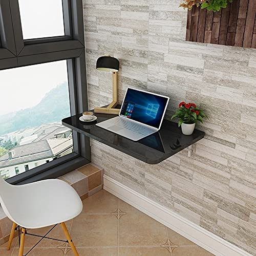 RDIAYDN Klappbarer Wandschreibtisch – platzsparend, kompaktes Design für das Home Office und kleine Räume, einfache Installation, moderner Stil, perfekt für begrenzte Bereiche (Schwarz 70 x 40 cm) von RDIAYDN