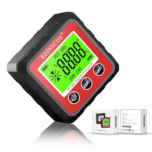 Digitaler LCD Winkelmesser Neigungsmesser Wasserwaage Inklinometer Magnetfuss Winkelmesswerkzeug Mini Bevel Box mit Display Flip Funktion für Zimmermann, Zuhause (RED) von RDINSCOS