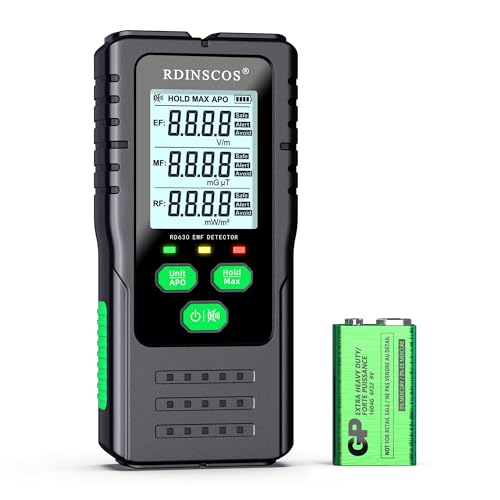 EMF-Messgerät Strahlungsdetektor Digitaler Elektromagnetische Felder Handgehaltener EF/MF/RF Elektromagnetische Strahlung Messgerät für Geisterjagd, Zuhause, Büro, Outdoor von RDINSCOS