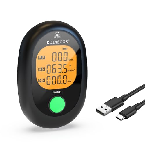 EMF Messgerät Elektrosmog Strahlenmessgerät – Tragbarer EMF Detektor mit 3-Farben LCD, Wiederaufladbar für Zuhause, Büro & Outdoor von RDINSCOS