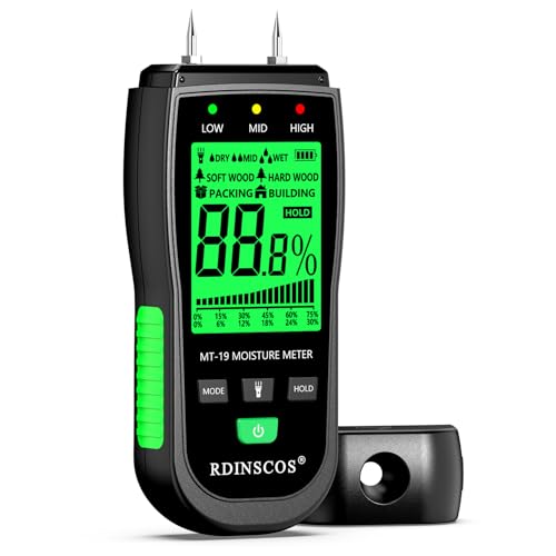 Feuchtigkeitsmessgerät RDINSCOS Feuchtigkeitsmesser Detector mit LCD-Display Holzfeuchte-messgerät,Holzfeuchtemessgerät für Brennholz,Holz,Papier,Böden von RDINSCOS