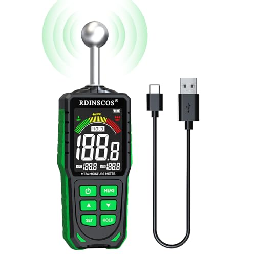 Wiederaufladbar Feuchtigkeitsmessgerät Wand RDINSCOS Feuchtigkeitsmessgerät für Wände mit Farb-LCD WandFeuchtemessgerät Mauerwerk 20-40mm Feuchtigkeitsmesser für Wände,Holz,Putz,Mauerwerk (MT36) Wiederaufladbar Feuchtigkeitsmessgerät Wand RDINSCOS Feuchtigkeitsmessgerät für Wände mit Farb-LCD WandFeuchtemessgerät Mauerwerk 20-40mm Feuchtigkeitsmesser für Wände,Holz,Putz,Mauerwerk (MT36) von RDINSCOS