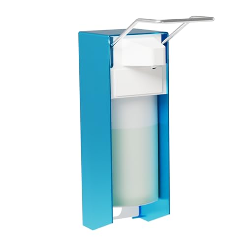 RDJ-DISPENSER Eurospender，Seifenspender Wandbefestigung，Blau ，mit Ellbogendruck - für Desinfektionsmittel und Handseifen，500ML，Aluminium. von RDJ-DISPENSER