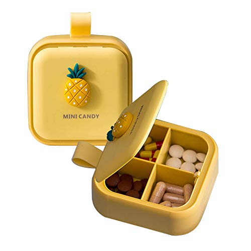 Kleine Tablettenbox - 2er Pack - Mini Portable Travel Pill Organizer mit 4 Fächern, Pillendose mit Einfachem Offenem Design für Kinder, BPA Frei von RDJSHOP