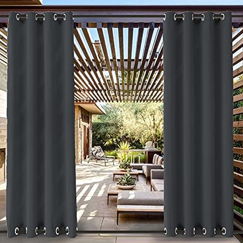 RDJSHOP Outdoor Vorhang Wetterfest mit Ösen Oben und Unten, Wasserdicht Aussenvorhang Sonnenschutz UV Schutz Verdunkelungs Vorhang für Terrasse, Balkon, Pavillon, Strandhaus, 1 Stück,Grau-B210xH230cm von RDJSHOP