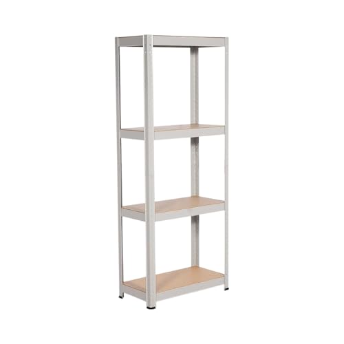 Modulares weißes Metallregal mit 4 verstellbaren Böden | RDM | Haushaltsregal | Mehrzweckregal | Maße 148 x 60 x 30 cm | Tragbar bis 240 kg von RDM TOOLS QUALITY