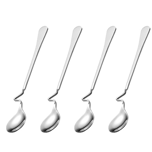 RDNKVB 4pcs Honiglöffel Edelstahl Langer Griff Honiglöffel Hängender Marmelade Löffel Edelstahl Rührlöffel für Marmelade Sirup Joghurt Melasse Honiglöffel Edelstahl von RDNKVB