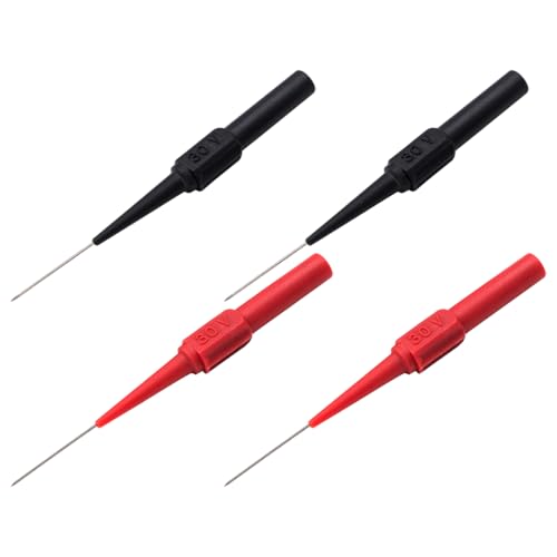 RDNKVB Multimeter Prüfsonde 4 Stück Sonde Bananenstecker Messleitung Prüfspitze Isolationspiercing Probe 0.7 mm Piercing Nadel Testsonde von RDNKVB