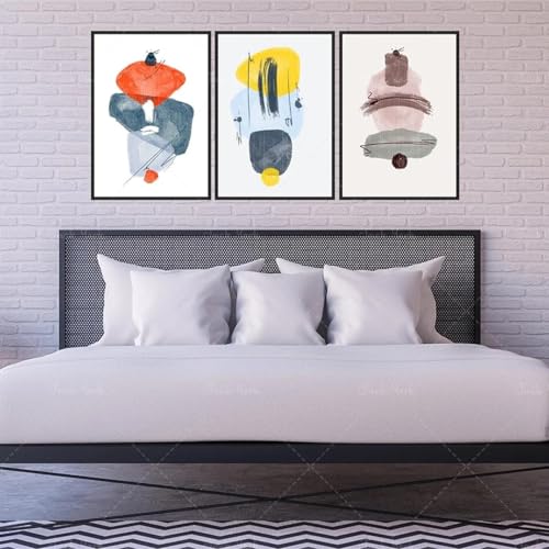 RDRDtbtr Abstrakte Wand Bilder im Bauhaus-Stil Gelb Blau Rot Farbblock Leinwandgemälde zeitgenössische Poster Kunstdrucke Bild Wohnzimmer Heimdekoration 40 x 60 x 3 cm ungerahmt von RDRDtbtr
