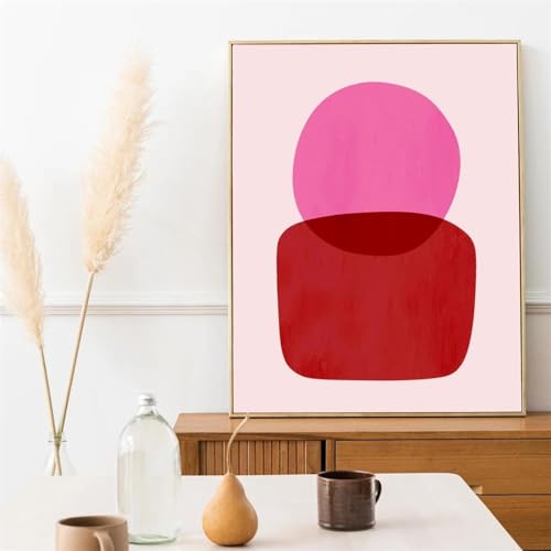 RDRDtbtr Buntes rot-rosa Muster Wand Bilder abstraktes Mid-Century-Poster Kunstdruck modernes minimalistisches Leinwandgemälde Bild Wohnzimmer Heimdekoration 50 x 70 cm ungerahmt von RDRDtbtr