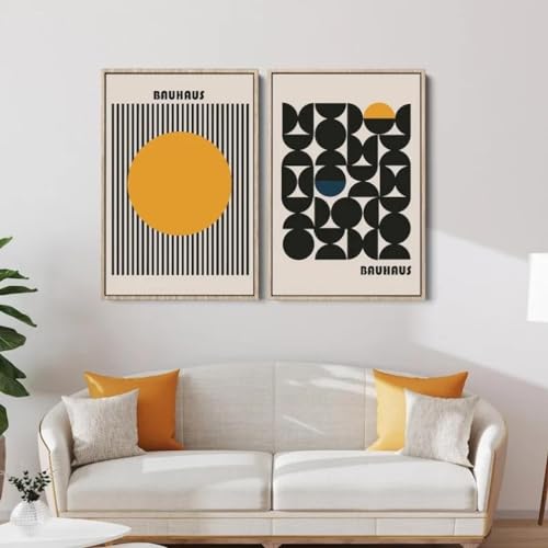 RDRDtbtr Mid-Century Bauhaus Geomtric Line Wand Bilder Boho abstrakte Leinwandbild moderne minimalistische Poster Kunstdrucke Bild Zimmer Home Deko 50 x 70 cm x 2 ungerahmt von RDRDtbtr