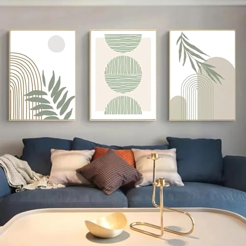 RDRDtbtr Nordischer Minimalismus Wand Bilder frische grüne Blätter Linie Leinwandgemälde Bohemian-Stil Poster Kunstdrucke Bild Wohnzimmer Heimdekoration 40 x 60 cm x 3 ungerahmt von RDRDtbtr