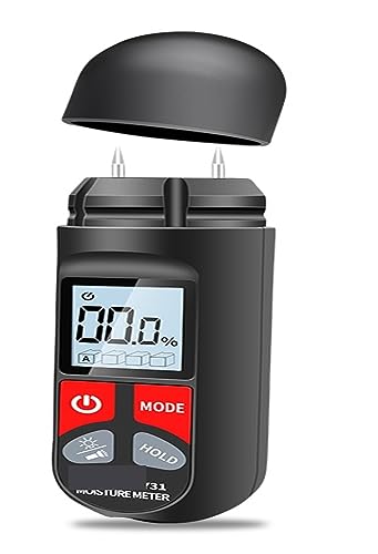 Feuchtigkeitsmesser, Digitales Holzfeuchtemessgerät, Papierfeuchtigkeitstester mit LCD-Display, tragbares Wandhygrometer, Holzfeuchtigkeitsdetektor 0-99,9 % von RDVXI