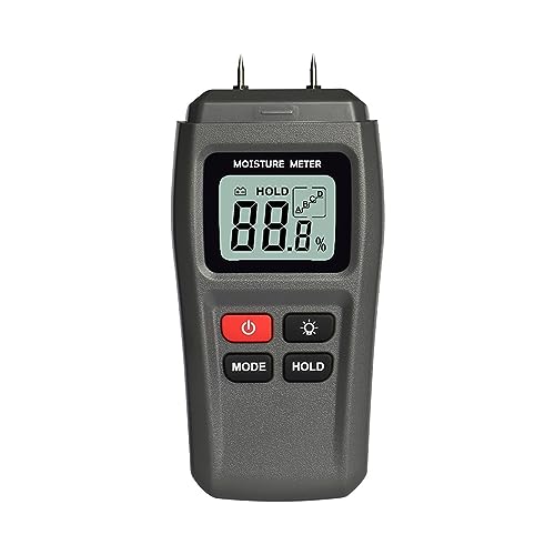 Feuchtigkeitsmesser, MT-10 EMT01 Holzfeuchtemessgerät, Holzfeuchtigkeitstester, Hygrometer, Holzfeuchtigkeitsdetektor, Baumdichte, digitaler Tester, Grau(MT15 Backlight) von RDVXI