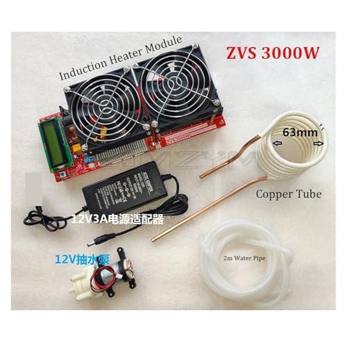Induktionsheizung, 3000 W 55 A ZVS Hochfrequenz-Induktionsheizmodul Flyback-Treiberheizung Gute Wärmeableitung + Spule + Pumpe + Netzteil von RDVXI