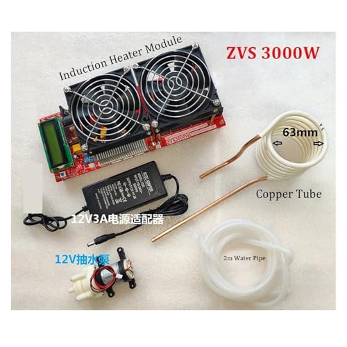 Induktionsheizung, 3000 W 55 A ZVS Hochfrequenz-Induktionsheizmodul Flyback-Treiberheizung Gute Wärmeableitung + Spule + Pumpe + Netzteil von RDVXI