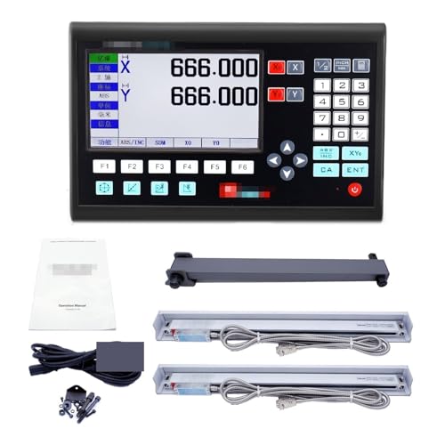 Linearer Skalengeber, Hohe Genauigkeit 2 Achse LCD Digitalanzeige und 2 Stück 0-1000mm Linearskala-Kodierer-Sensor for das Fräsen Drehmaschine(YH800-2 and 2 SCALES) von RDVXI