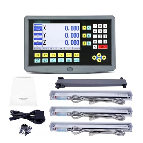 Linearer Skalengeber, Komplette Set 3-Achse LCD Digitale Anzeige mit 3 Stück 0-1000mm Glas Linearskala-Kodierer-Sensor for Fräsdrehmaschine YH800-3(YH800-3 LCD display) von RDVXI