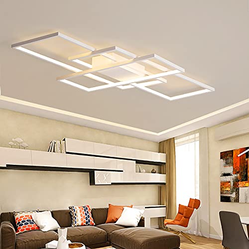 ANZHUANG Deckenlampe Led Wohnzimmer, Deckenleuchte Einbau Led Rechteckig mit Fernbedienung Dimmbar 3000K-6000K, Schlafzimmer Energiespar dekorative Lampen(90 * 50CM/80W, White) von ANZHUANG