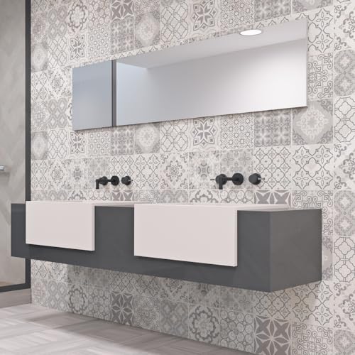 RE-COVERTILES - Fliesenaufkleber Badezimmer und Küche 10 Stck 20x20 cm - PS00237 PVC-Wanddekoration Wasserdicht Fliesen Mosaik Stil Azulejos-Zementfliesen von RE-COVERTILES