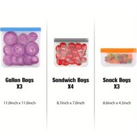 Gefrierbeutel mit Reißverschluss – 10 Stück – 3 Größen – Beutel mit Reißverschluss – für Gemüse, Obst, Snacks, Fleisch, Müsli, Frühstück von READCLY