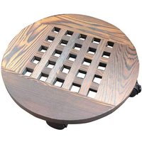 Rnemitery - Pflanzenständer aus Holz – runder Blumentopfhalter aus massivem Holz mit Rädern, mobile Blumenständerbasis mit Rad, von RNEMITERY