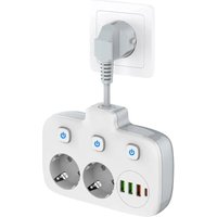 Readcly - Einzelschalter-Steckdosenleiste 2 Fächer, Steckdosenleiste mit 3 Schaltern, Doppelwandstecker mit 4 usb, Steckdosenadapter mit Readcly - Einzelschalter-Steckdosenleiste 2 Fächer, Steckdosenleiste mit 3 Schaltern, Doppelwandstecker mit 4 usb, Steckdosenadapter mit von READCLY