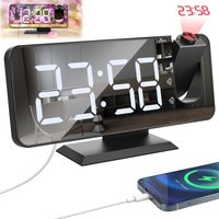Readcly - Réveil lumineux Projecteur avec Horloge Numérique, avec Double Alarme et Écran Miroir led ,7 boutons, Avec mode snooze, 4 Niveaux de von READCLY