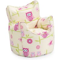 Sitzsacksessel für Kinder, bequeme Kleinkindermöbel fürs Spielzimmer, ergonomisch geformter Sitzsack für Kinder, weicher Kindersofasitz - Eulen von READY STEADY BED