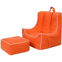 Kids Bean Bag mit Pouf, Gaming Sitzsack und Fußhocker für Kinder, Wohnzimmer Kinder Pouf mit Tragegriff - Orange - Ready Steady Bed von READY STEADY BED