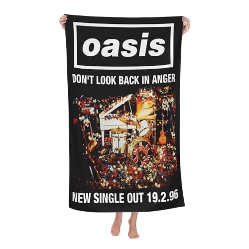 Drucke O*a*sis Rock Band Strandtücher Ultra saugfähiges Mikrofaser-Tuch Weich Haltbar saugfähig für Badezimmer Pools Strand Schule Reise von REAITUIET