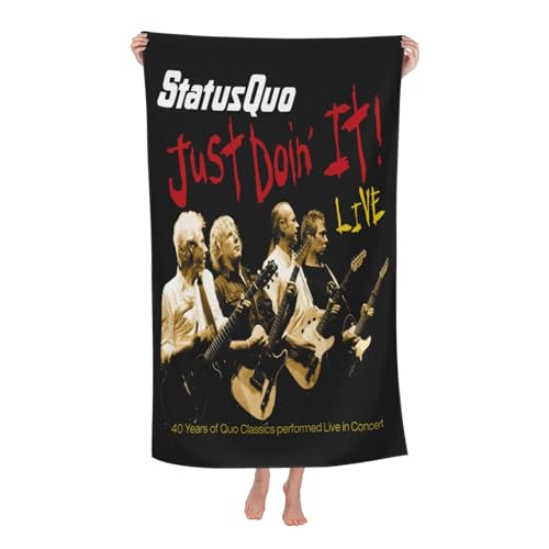 Drucke Status Rock Band Quo Strandtücher Ultra saugfähiges Mikrofaser-Tuch Weich Haltbar saugfähig für Badezimmer Pools Strand Schule Reise von REAITUIET