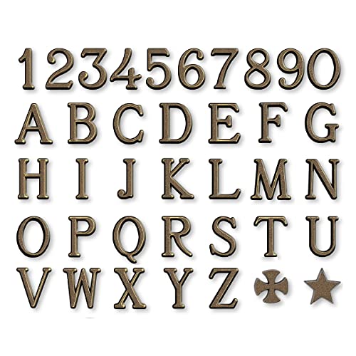 REAL VOTIVA FONDERIE D'ARTE Buchstaben und Zahlen aus Bronze für Grabsteine oder Hausnummern, römische Modelle, Glitzer-Finish, Höhe 3 cm (Symbol - Traktino) von REAL VOTIVA FONDERIE D'ARTE