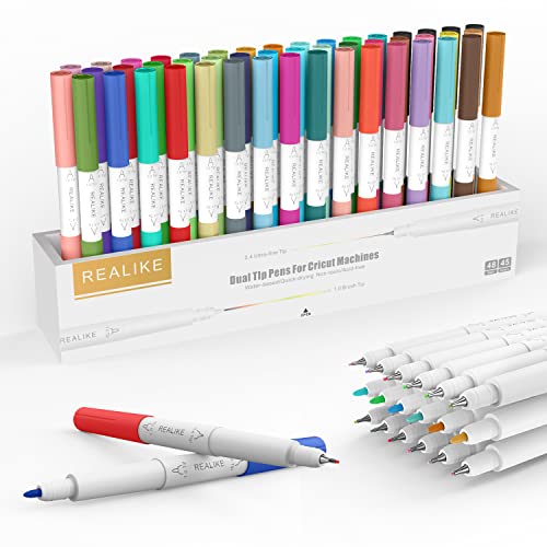 REALIKE Drawing Pens für Cricut Maker 3/Maker/Explore 3/Air 2/Air Dual Tip Pen Schreiben Zeichnen Kompatibel mit Circuit Explore Machines 0.4 Spitze und 1.0 Spitze von REALIKE