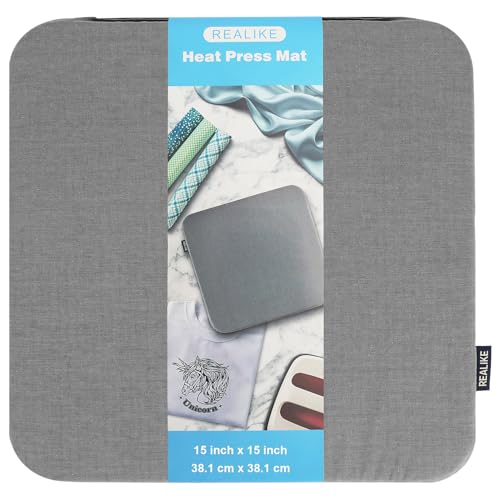 REALIKE Hitzepressmatte für Cricut Easypress 2/Cricut Easypress (38,1 x 38,1 cm), einfache Pressmatte für HTV-Handwerk, Vinyl, Bügeln, Isolierung, Transferprojekte, R-EPM-01 von REALIKE