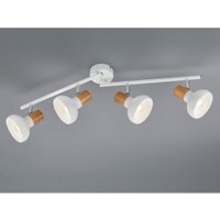 Reality Leuchten - Deckenstrahler latika aus Metall in Weiß & Holzoptik, Breite 71cm von REALITY LEUCHTEN