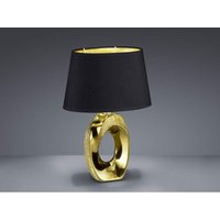 Reality Leuchten - Kleine Tischleuchte taba Keramik Gold - Stoffschirm Schwarz, Höhe 33cm von REALITY LEUCHTEN