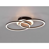 Reality Leuchten - Flache led Deckenleuchte giro Schwarz Holz Optik Fernbedienung, Breite 46cm von REALITY LEUCHTEN