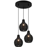 Reality Leuchten - gebraucht] Hängeleuchte Sprout Hängelampe Leuchte Rattan 3 Flammig Schwarz B-Ware von REALITY LEUCHTEN