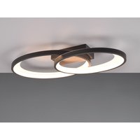 Reality Leuchten - Große led Deckenleuchte malaga 2 Ringe, Schwarz - 57cm lang von REALITY LEUCHTEN
