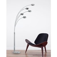 Große led Stehleuchte retro Bogenlampe Chrom 205cm hoch mit Marmorfuß von REALITY LEUCHTEN