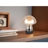 Reality Leuchten - Kleine Akku Tischlampe dooley aus Glas Bernsteinfarben, Höhe 18cm von REALITY LEUCHTEN