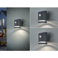 Meinewunschleuchte - led Solar Wandleuchte 2er Set Außenleuchte mit Bewegungsmelder Anthrazit Meinewunschleuchte - led Solar Wandleuchte 2er Set Außenleuchte mit Bewegungsmelder Anthrazit von MEINEWUNSCHLEUCHTE