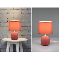 Led Tischleuchte Keramikfuß & Stoffschirm Orange, Ø16cm Höhe 26cm von MEINEWUNSCHLEUCHTE