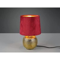 Led Tischleuchte Rot/Gold Keramikfuß & Samtschirm - Ø16cm, 26cm hoch von MEINEWUNSCHLEUCHTE