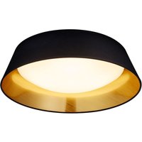 Led Deckenleuchte ponts mit Stofflampenschirm Ø45cm Höhe 12cm in schwarz/gold von REALITY LEUCHTEN