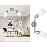 Reality Leuchten - led Deckenstrahler 2-flammig Silber Opal Glasschirme Weiß, Breite 48cm Reality Leuchten - led Deckenstrahler 2-flammig Silber Opal Glasschirme Weiß, Breite 48cm von REALITY LEUCHTEN