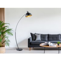 Reality Leuchten - Moderne Bogenleuchte recife 155cm in Schwarz Schirm innen Gold, mit Fußschalter Reality Leuchten - Moderne Bogenleuchte recife 155cm in Schwarz Schirm innen Gold, mit Fußschalter von REALITY LEUCHTEN